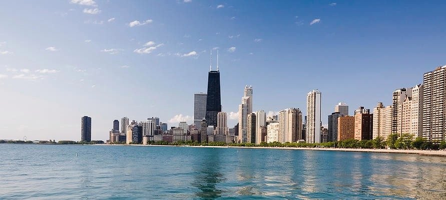 The Gold Coast and the Chicago skyline across Lake Michigan